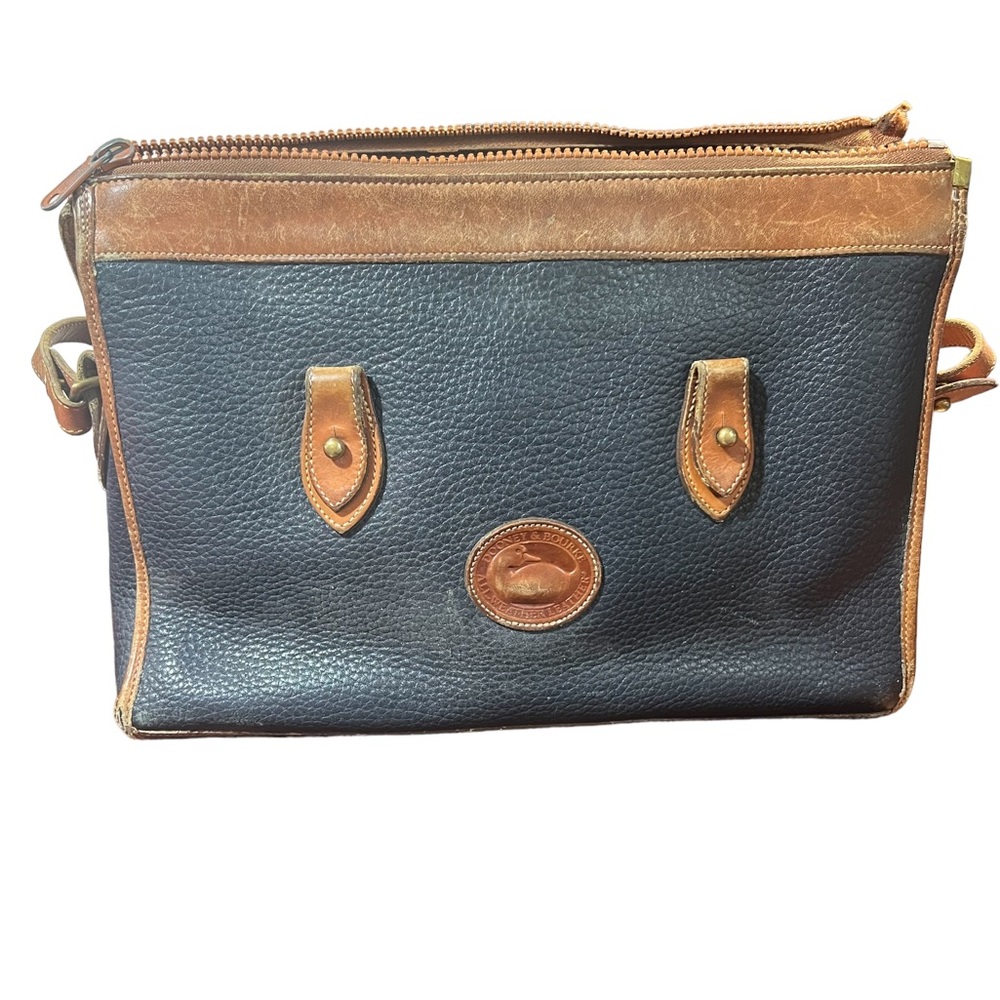 Dooney & Bourke Vintage Leather Blue Brown Purse With Strap Medium USA Made